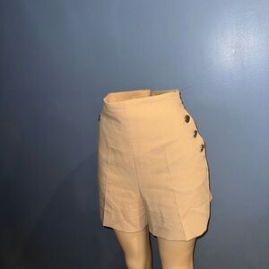 Zara High Waist Cream Women's Shorts